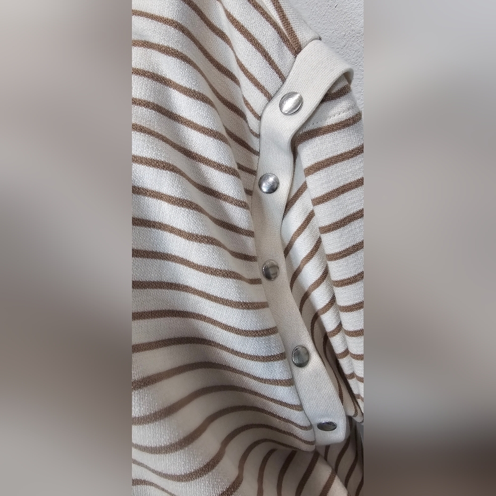 Maeve By Anthropologie Women's Slouchy Striped Long-Sleeve Tee Brown Size XL - Picture 3 of 13